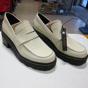 Sorel Joan Now City Loafer Waterproof Women's 9 Chalk/Black Shoe's NEW with Box